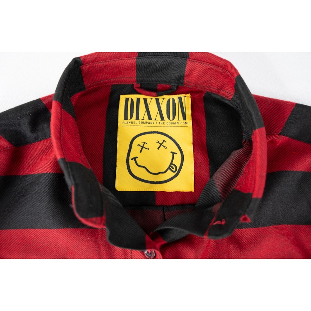 Dixxon Flannel The Cobain Women Small Red Black Stripe Excellent Grunge Shirt - Picture 5 of 7